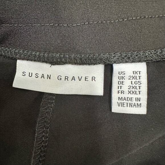 Susan Graver Solid Black Flowy Pants Womens Size 1XT Pockets Liquid Knit Stretch - Picture 3 of 7